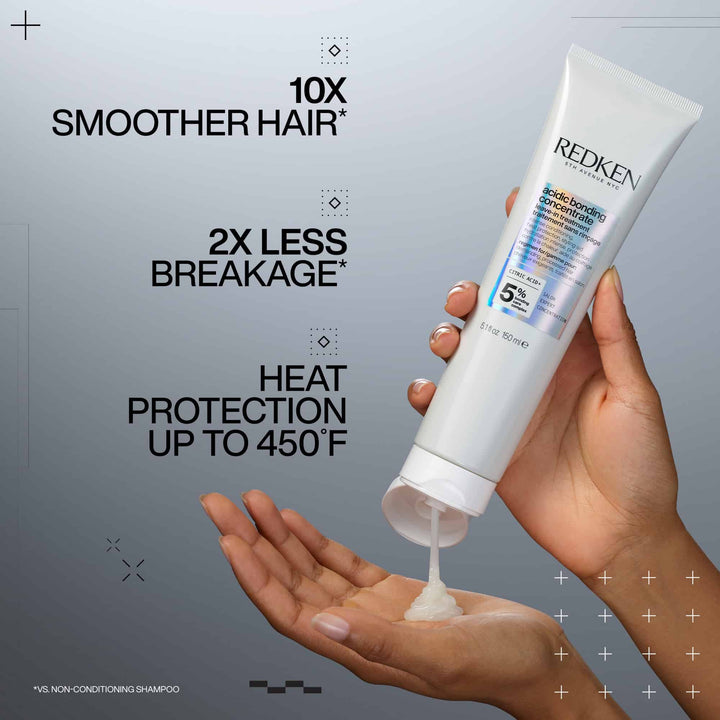 Redken Acidic Bonding Concentrate Leave-In Treatment - key benefits: smoother hair, less breakage, heat protection