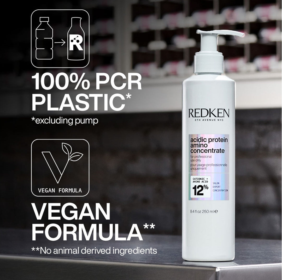 Redken Acidic Protein Amino Concentrate - 100% PCR plastic bottle, vegan formula
