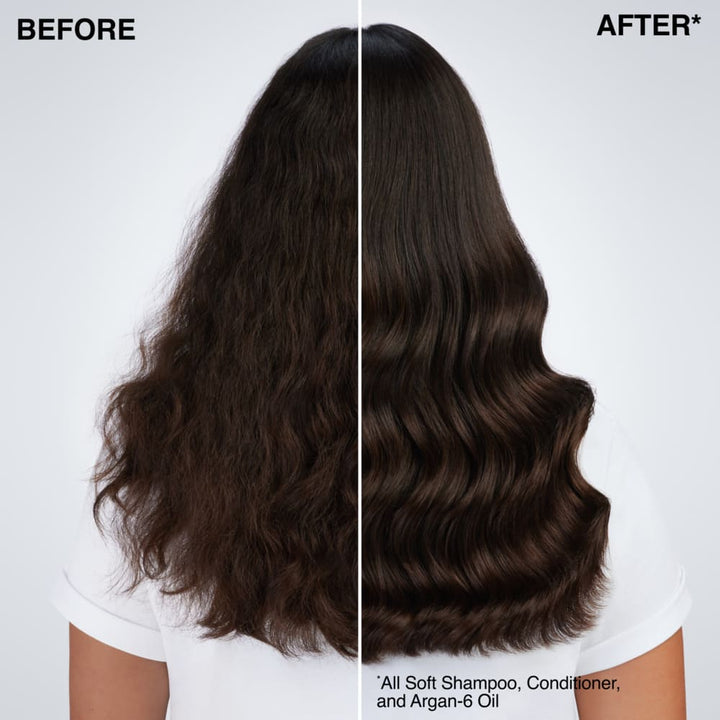 Redken All Soft Argan-6 Oil - before and after with All Soft Shampoo, Conditioner and Argan-6 Oil, wavy hair