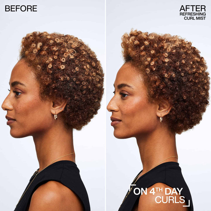 Redken Refreshing Curl Mist - before and after on 4th-day curls