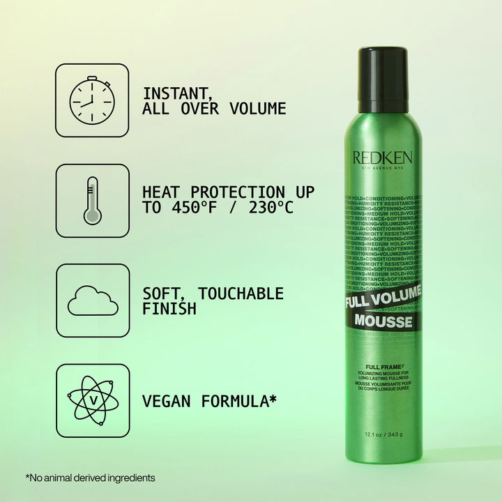 Redken Full Volume Mousse - volume, heat protection to 450F, soft finish