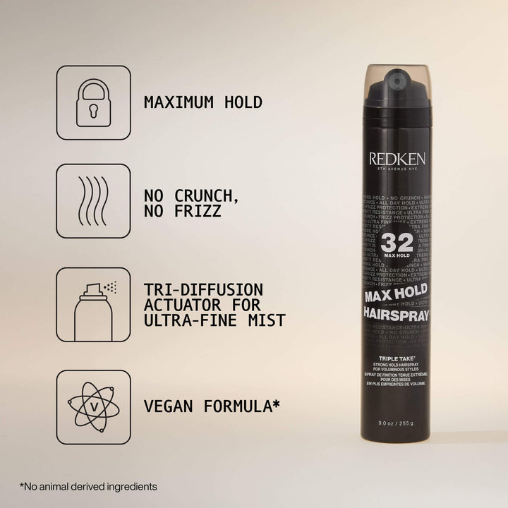 Redken Max Hold Hairspray 32 - maximum hold, no crunch, vegan formula
