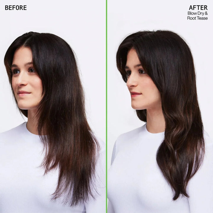 Redken Root Tease - before and after blow dry with Root Tease
