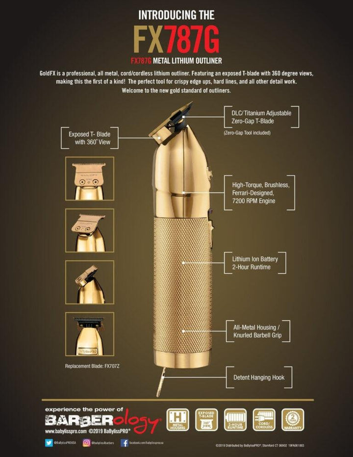 BabylissPro  - GoldFX 787G Metal Lithium Outlining Trimmer