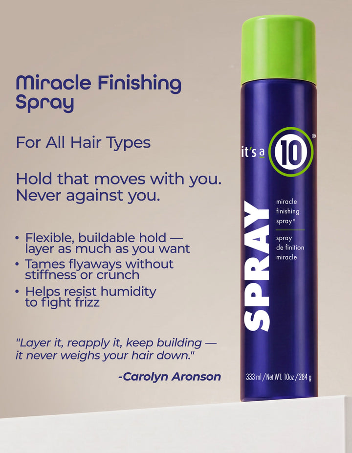 It's a 10 Miracle Finishing Spray - key benefits
