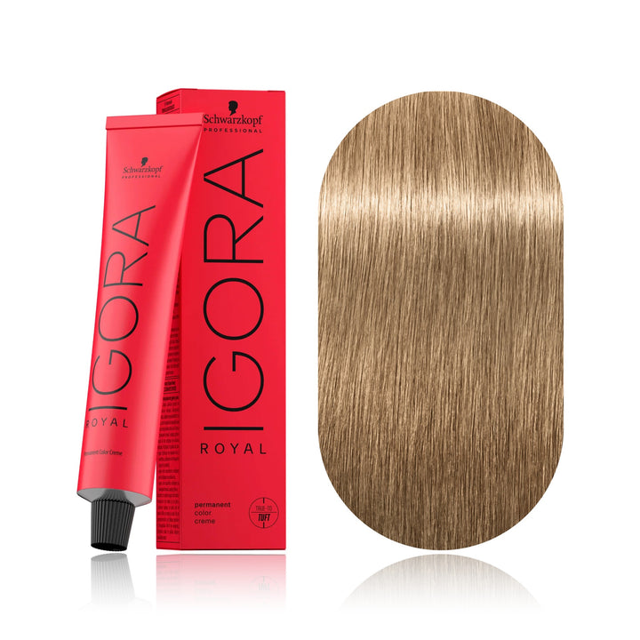 Schwarzkopf IGORA Royal 9-00 Extra Light Blonde Natural Extra permanent hair color tube, box and hair swatch
