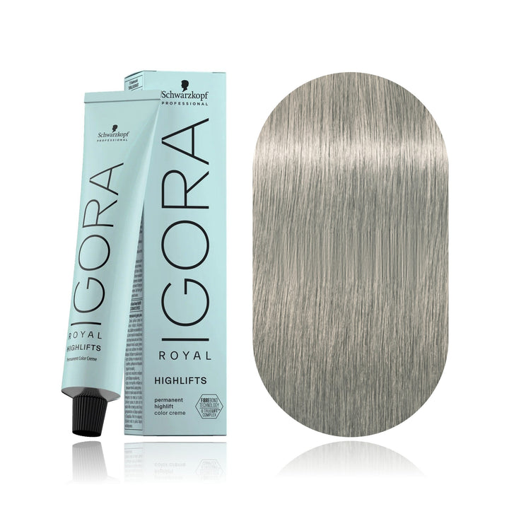 Schwarzkopf IGORA Royal Highlifts 12-22 Special Blonde Ash Extra permanent hair color tube, box and hair swatch