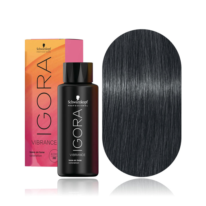 Schwarzkopf IGORA Vibrance 7-21 Medium Blonde Ash Cendré demi-permanent hair color bottle, box and hair swatch