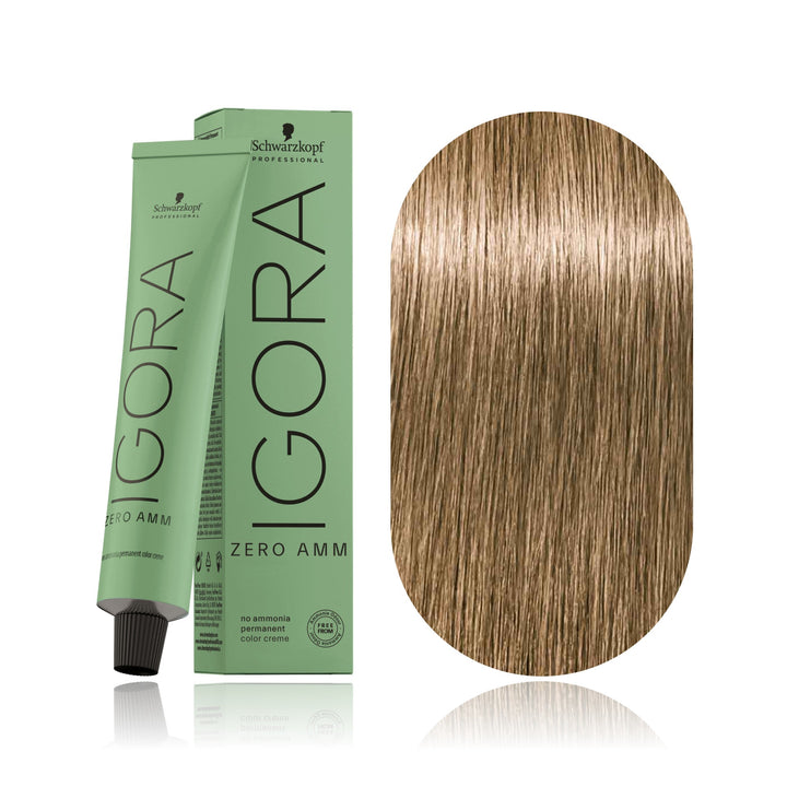Schwarzkopf IGORA ZERO AMM 7-0 Medium Blonde Natural no ammonia permanent hair color tube, box and hair swatch