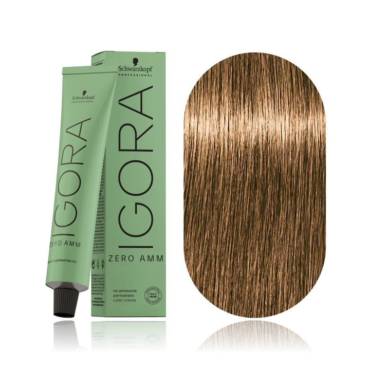 Schwarzkopf IGORA ZERO AMM 7-00 Medium Blonde Natural Extra no ammonia permanent hair color tube, box and hair swatch