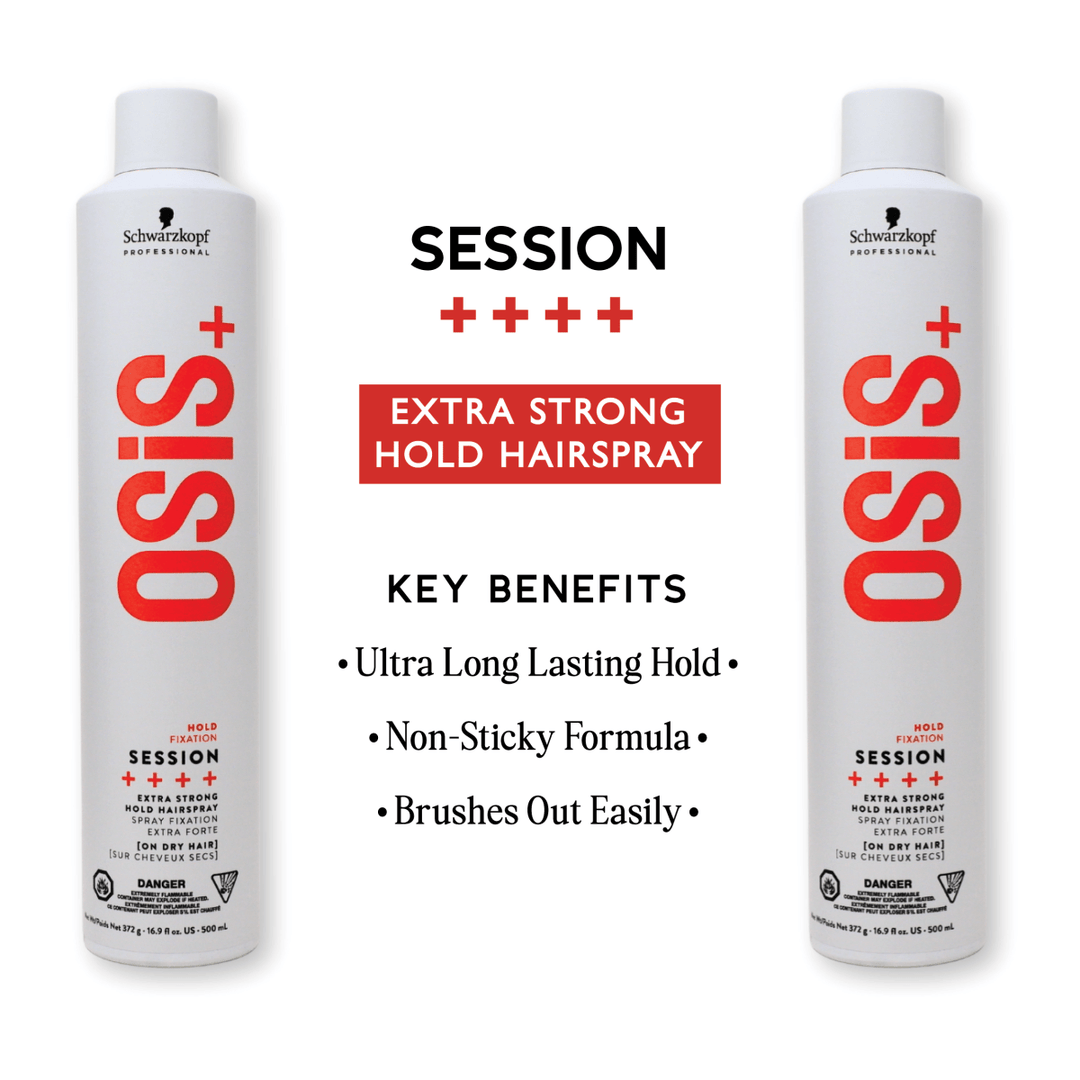 Schwarzkopf OSiS+ Session - key benefits: ultra long-lasting hold, non-sticky, brushes out easily