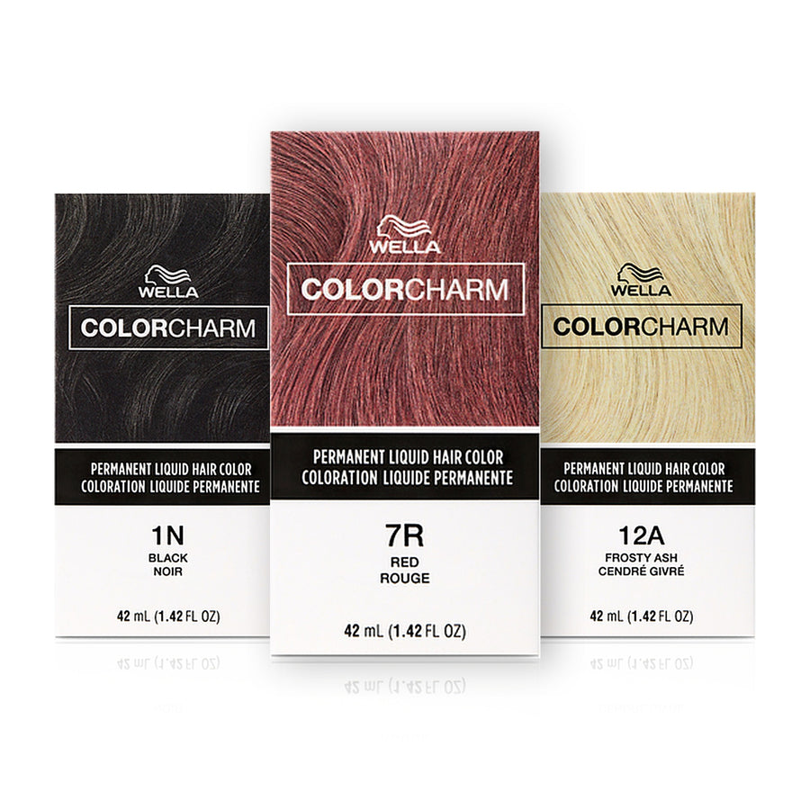 Wella Color Charm Permanent Liquid Hair Color boxes