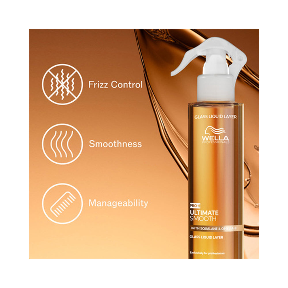 Wella Pro+ Ultimate Smooth Glass Liquid Layer - frizz control, smoothness and manageability benefits